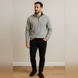 Crown & Ivy Gray Quarter Zip Fleece Pullover XL Soft Cozy Casual